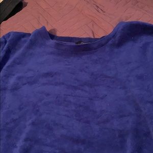 Blue suede long sleeve top